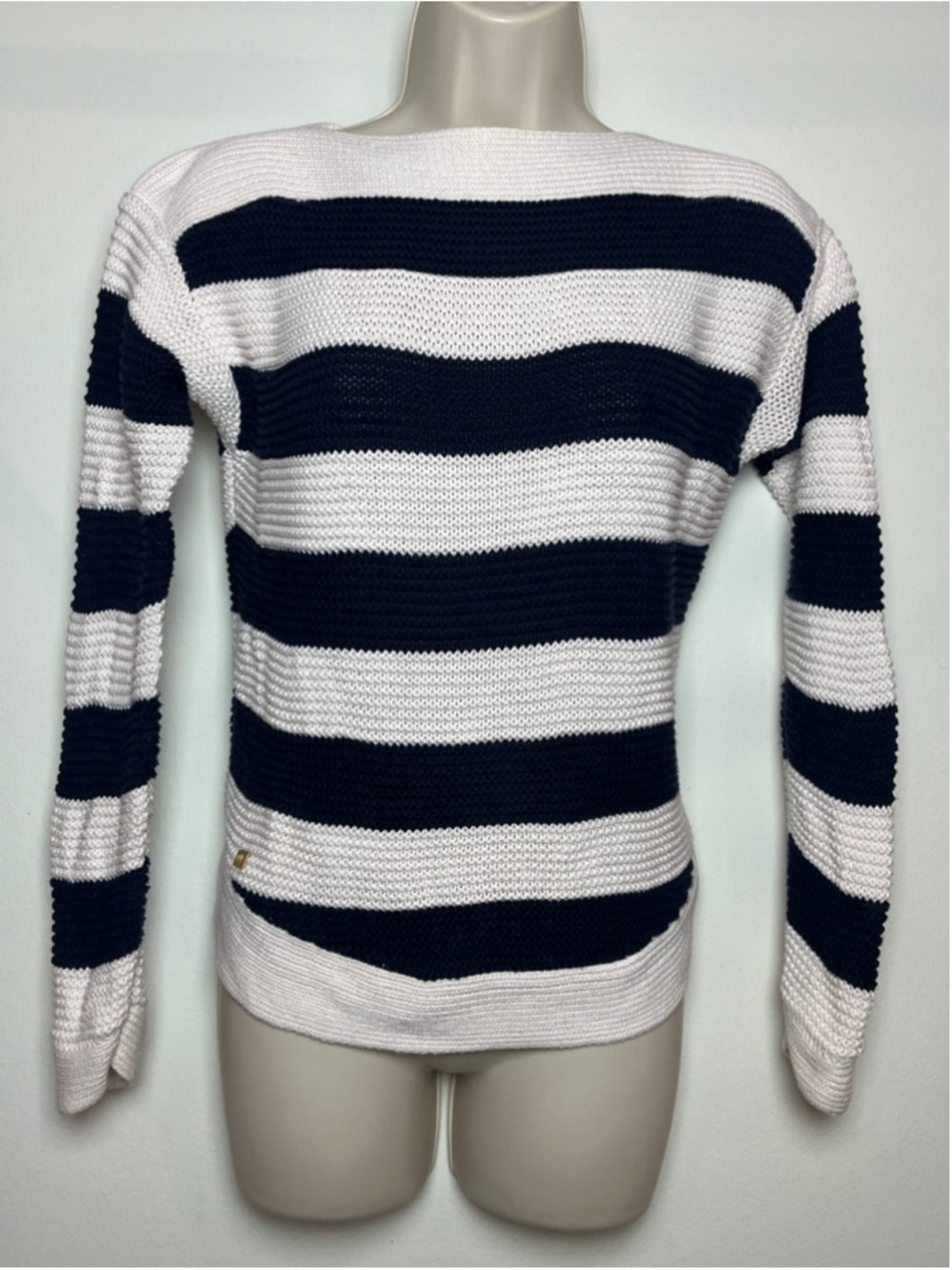 Striped Navy and White Knit Sweater